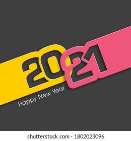 Happy new year 2021 Text Design vector.