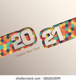 Happy new year 2021 Text Design vector.