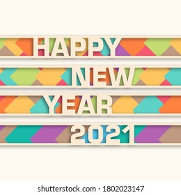 Happy new year 2021 Text Design vector.