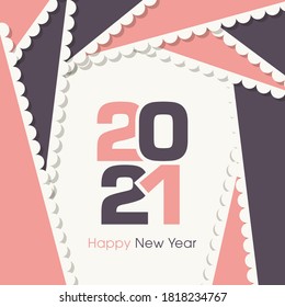 Happy new year 2021 Text Design vector.