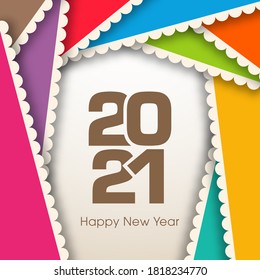 Happy new year 2021 Text Design vector.