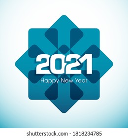 Happy new year 2021 Text Design vector.