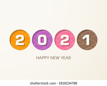 Happy new year 2021 Text Design vector.