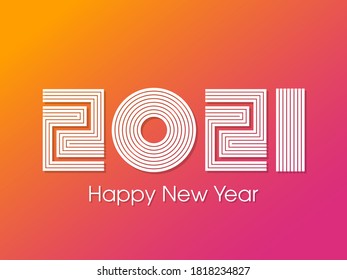 Happy new year 2021 Text Design vector.