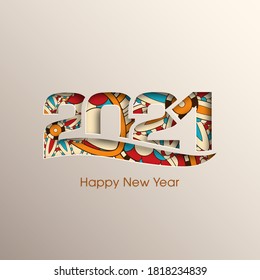 Happy new year 2021 Text Design vector.