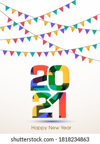 Happy new year 2021 Text Design vector.
