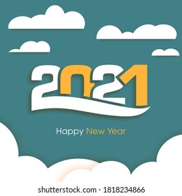 Happy new year 2021 Text Design vector.