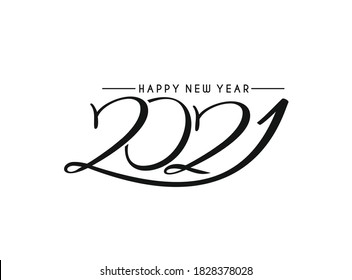 Happy New Year 2021 Text Typography Design Patter, Vector illustration.