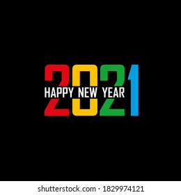 Happy New Year 2021 text design.2021 new year poster. Vector design template