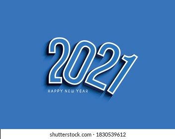 Happy New Year 2021 Text Typography Design Patter, Vector illustration.