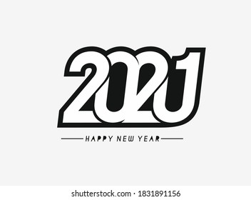 Happy New Year 2021 Text Typography Design Patter, Vector illustration.