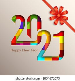 Happy new year 2021 Text Design vector.