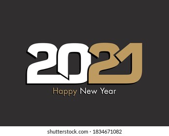 Happy new year 2021 Text Design vector.