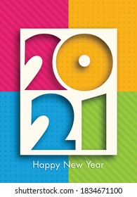 Happy New Year 2021 Text Design Vector.