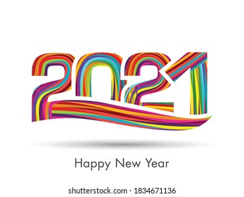 Happy new year 2021 Text Design vector.