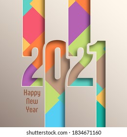 Happy new year 2021 Text Design vector.