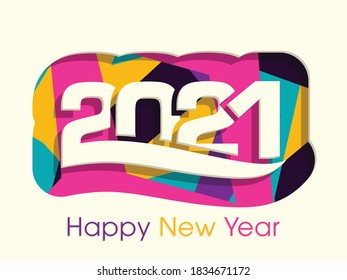 Happy new year 2021 Text Design vector.