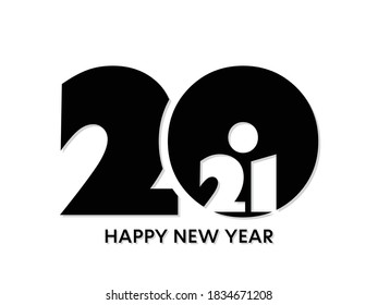 Happy new year 2021 Text Design vector.