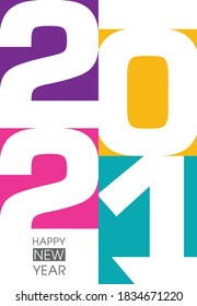 Happy new year 2021 Text Design vector.