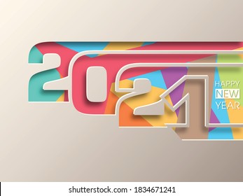 Happy new year 2021 Text Design vector.