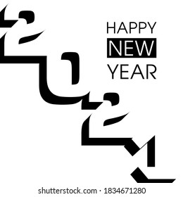Happy new year 2021 Text Design vector.