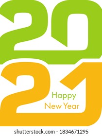 Happy new year 2021 Text Design vector.