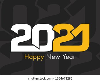 Happy new year 2021 Text Design vector.