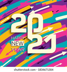 Happy new year 2021 Text Design vector.