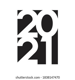 Happy New Year 2021 text design logo.