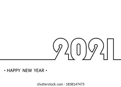 Happy New Year 2021 text design logo.