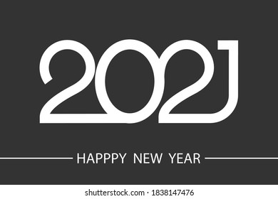 Happy New Year 2021 text design logo.