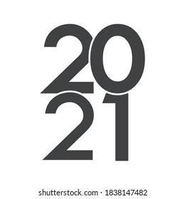 Happy New Year 2021 text design logo.