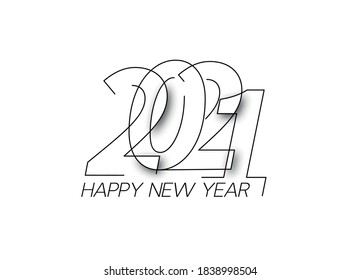 Happy New Year 2021 Text Typography Design Banner Poster, Vector illustration.