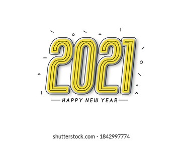Happy New Year 2021 Text Typography Design Patter, Vector illustration.