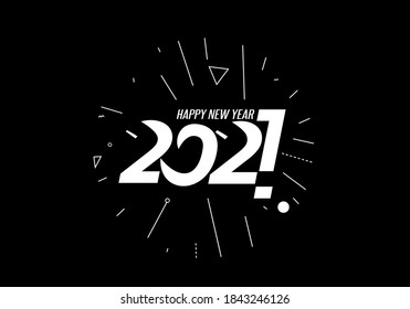 Happy New Year 2021 Text Typography Design Banner Poster, Vector illustration.
