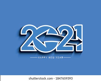 Happy New Year 2021 Text Typography Design Patter, Vector illustration.