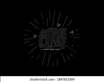 Happy New Year 2021 Text Typography Design Patter, Vector illustration.