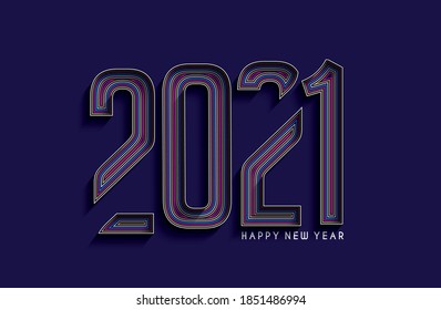 Happy New Year 2021 Text Typography Design Patter, Vector illustration.