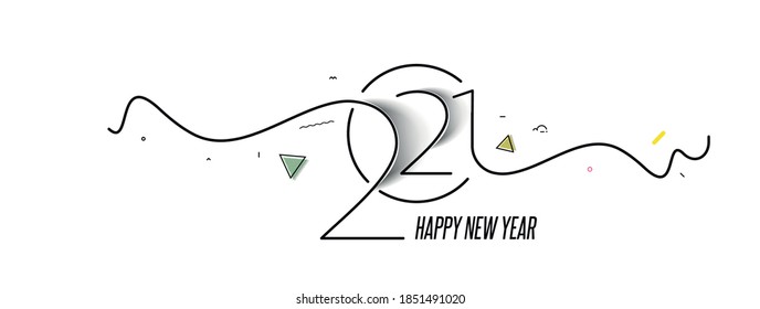 Happy New Year 2021 Text Typography Design Banner Poster, Vector illustration.