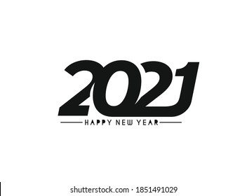 Happy New Year 2021 Text Typography Design Patter, Vector illustration.