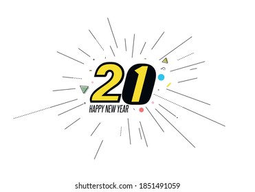 Happy New Year 2021 Text Typography Design Banner Poster, Vector illustration.