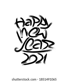 Happy New Year 2021 Text Typography Design Banner Poster, Vector illustration.