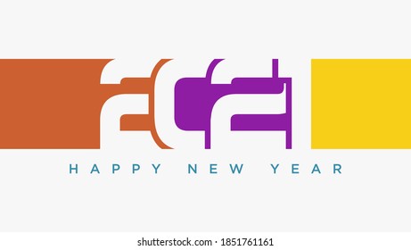 Happy New Year 2021. text celebration poster design. isolated on white background.Greeting Card