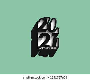 Happy New Year 2021 Text Typography Design Patter, Vector illustration.