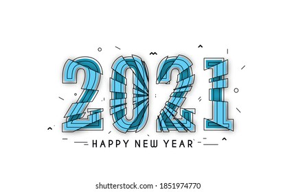 Happy New Year 2021 Text Typography Design Patter, Vector illustration.