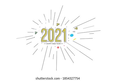 Happy New Year 2021 Text Typography Design Patter, Vector illustration.