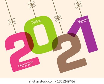 Happy new year 2021 Text Design vector.