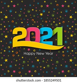 Happy new year 2021 Text Design vector.