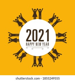 Happy new year 2021 Text Design vector.