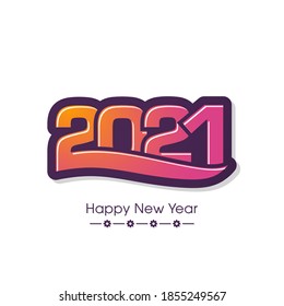 Happy new year 2021 Text Design vector.